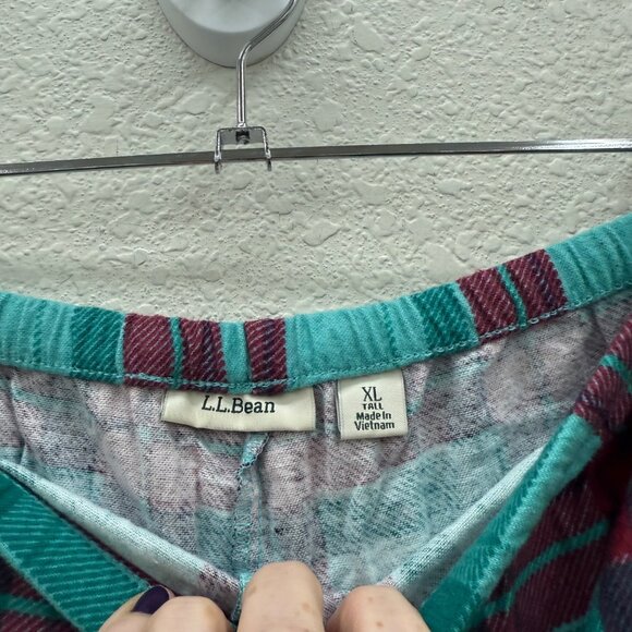 LL Bean Plaid Flannel Pajama Cotton Sleep Drawstring Pants 511651 Womens XL Tall - Picture 2 of 8